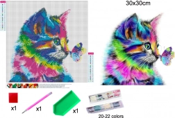 pictură cu diamante pisoiaș 30 × 30 cm