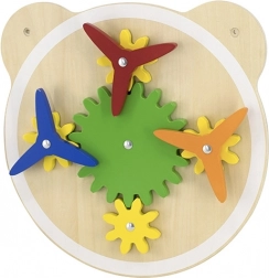 Tablă de perete din lemn cu angrenaje și morițe VIGA, FSC, Montessori