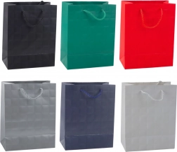 Pungă cadou cu pătrate embosate 23 × 18 × 10,5 cm