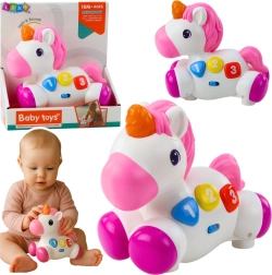 Unicorn interactiv pe roți cu lumini și sunete