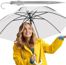 Umbrelă automată albă transparentă