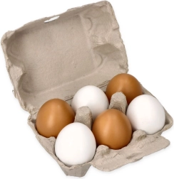 Ouă de lemn în carton, 6 bucăți