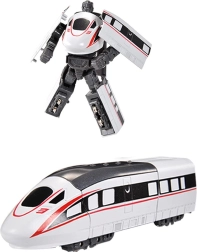 Robot metalic transformabil tren de mare viteză alb
