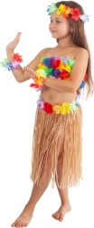 Fustă hawaiană pentru copii, culoare naturală, 45 cm