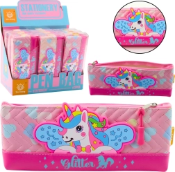 Etui școlar cu unicorn roz 20 x 8,5 cm