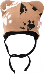 căciuliță pentru bebeluși din bumbac cu urechiușe New Baby Paw muștar