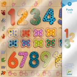 Puzzle de inserție DjECO Numărarea cu fluturi