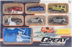 Set de mașinuțe cu lansator, indicatoare rutiere și pistă