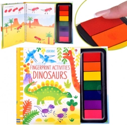 carte creativă cu amprente dinozauri, 64 de pagini, 7 culori