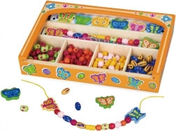 Set de mărgele din lemn pentru înșirat