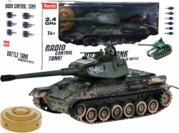 Tanc T-34 telecomandat pentru copii 3+ Model camuflat cu tragere 1:28 + Marea bătălie de tancuri + Efecte luminoase și sonore