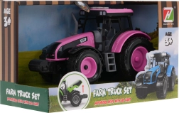 Tractor interactiv pentru copii 3+ capotă deschisă + sunete + lumini LED roz