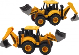 Vehicul de construcții excavator două cupe reglabil galben