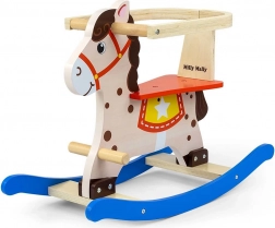 Cal balansoar din lemn cu spătar MILLY MALLY Lucky, albastru-roșu