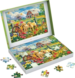 Puzzle EUROGRAPHICS Connecting Pieces căței primăvara 48 piese