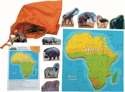 Puzzle din lemn Africa și animalele sale