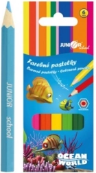 Creioane colorate Ocean World hexagonale 6 buc