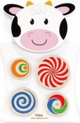 VIGA placă de activități din lemn „văcuță” montessori FSC