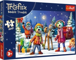 Puzzle Trefl – Familia Treflik: construim un om de zăpadă, 24 piese