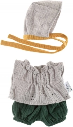 Set cu căciuliță pentru păpuși 21cm dantelă gri