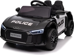 Mașinuță de poliție pentru copii AUDI R8 pe baterii, cu telecomandă, roți EVA, pornire lină, MP3 și LED