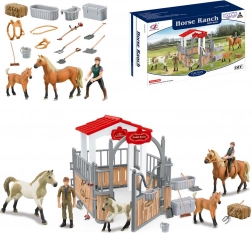Woopie grajd și țarc pentru cai – set figurine 18 piese