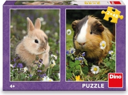 Puzzle pentru copii cu iepuraș și cobai 2×48 piese