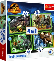 Puzzle 4în1 dinozauri periculoși Jurassic World