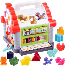 Căsuță interactivă – sortator muzical de forme și animale pentru copii 18+ luni