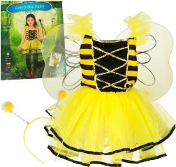 Costum de albină pentru copii, cu rochie, aripi și bentiță