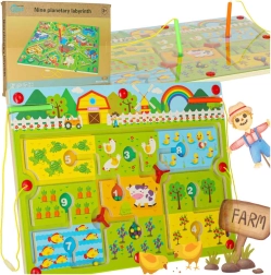 Joc de labirint magnetic de lemn Ferma pentru 2 jucători