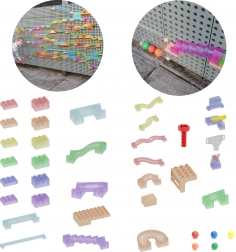 Set de construcție Masterkidz STEM pentru tablă cu pistă de bile 209 piese