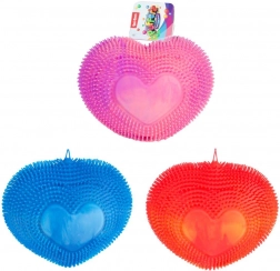 Inimioară puffer de strâns – jucărie antistres curcubeu din silicon moale 18 cm