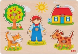 Puzzle din lemn cu piese de inserat – Acasă GOKI