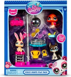 Littlest Pet Shop Disco Nights – set de figurine cu 3 animăluțe