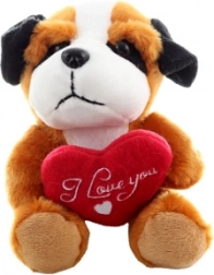 Cățeluș de pluș cu inimioară 14 cm