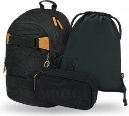 Set școlar Baagl din 3 piese Skate Darkness – rucsac, penar și săculeț