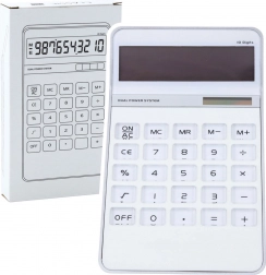 Calculator alb de birou cu afișaj de 10 cifre