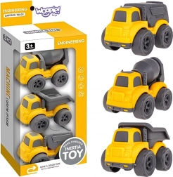 Woopie mașini de construcții 3‑în‑1 – betonieră, basculantă și mașină de gunoi