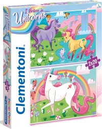 CLEMENTONI puzzle Cred în unicorni 2×20 piese