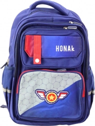 Rucsac școlar cu patch și curea de piept albastru 20L