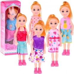 Mini păpușă 13 cm în rochițe colorate