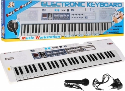 Set de clape albe pentru copii cu microfon, înregistrare și difuzoare stereo