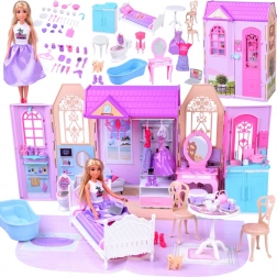 Căsuță pliabilă pentru păpuși cu valiză și păpușă ANLILY