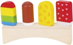 Înghețate din lemn colorate pe suport