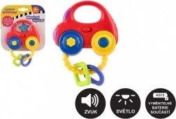 Zornăitoare în formă de mașină cu lumină și sunet, plastic, 10 × 11 cm, pe baterii, 3m+