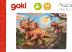 GOKI Puzzle din lemn Dinozauri: Triceratops 24 piese