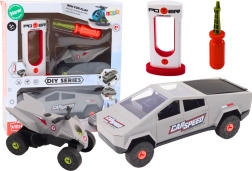 Set mașină modernă cu ATV de asamblat DIY – gri