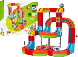 Pistă magnetică colorată cu trenuleț – 140 de piese