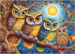 Puzzle Cherry Pazzi Bufnițe în lumina lunii 500 piese